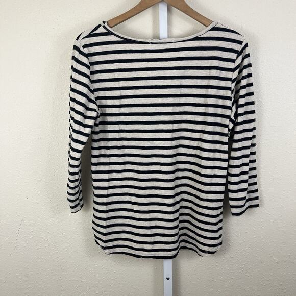 Cut Loose Cotton Linen Stripe V-Neck Top S Small 3/4 Sleeve Lagenlook Boho - Picture 2 of 4